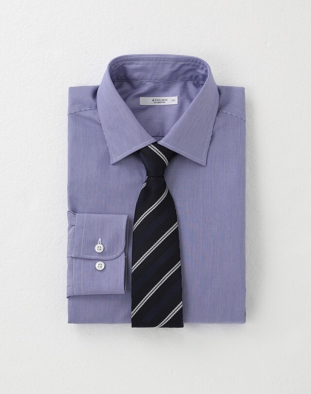 LF 마에스트로 ATELIER 블루 스트라이프 긴팔 드레스셔츠 MASH4F908B2