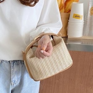 라탄 밀짚 미니한 여성 크로스백 토트 WFGY5EP