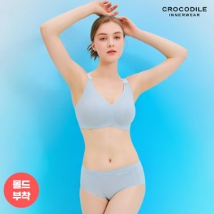 크로커다일 감탄 인견 에어쿨 스트랩 브라팬티세트 (블루그레이)_이미지