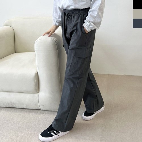 알티피아 뽀얌 여자 빅사이즈 카고 와이드 밴딩팬츠 WC6ED5D_이미지