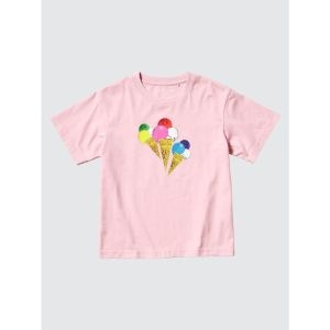 유니클로 아동 키즈 주니어 공룡 반팔 티셔츠 아카이브 UT 앤디 워홀 핑크 465174_이미지