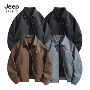 JEEP 스피릿 가을 남성용 솔리드 컬러 하이넥 자켓 플라이트 점퍼 QZ2536_이미지