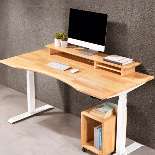 루나랩 듀얼모터 LITE 원목 커브형 모션 스탠딩 책상 (1520x760, 기사설치)_이미지