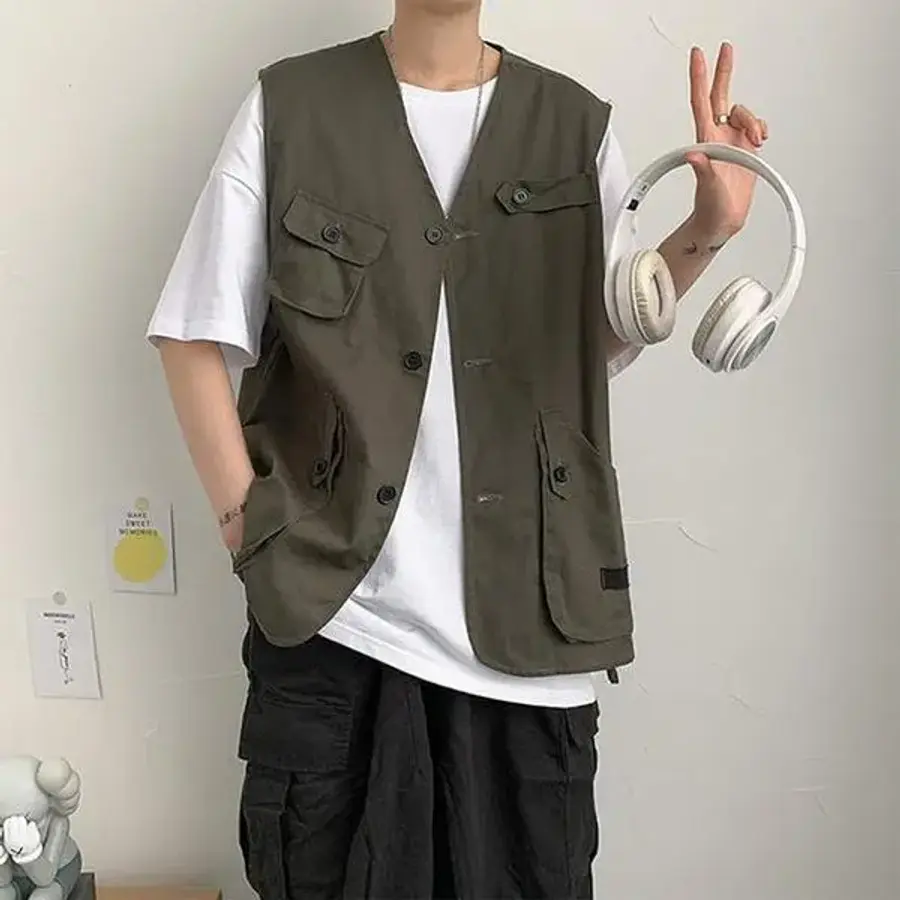 깨비몰 남자/아메카지/캐주얼조끼/데일리/루즈핏조끼 8301349A_이미지