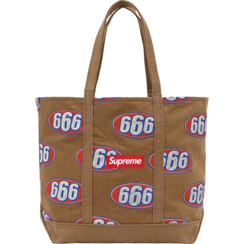 슈프림 666 데님 토트 백 브라운 SUPREME 666 DENIM TOTE BAG brown