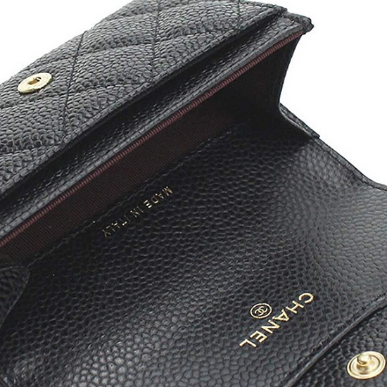 샤넬 캐비어 클래식 카드 지갑 AP0214 (블랙 금장)_이미지