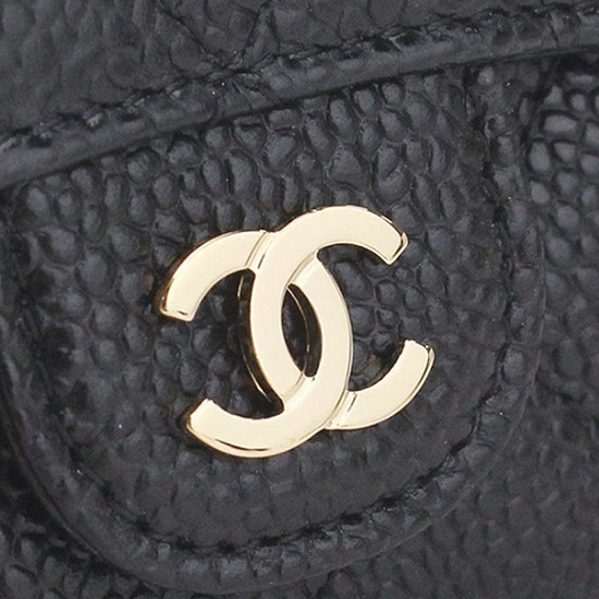 샤넬 캐비어 클래식 카드 지갑 AP0214 (블랙 금장)_이미지