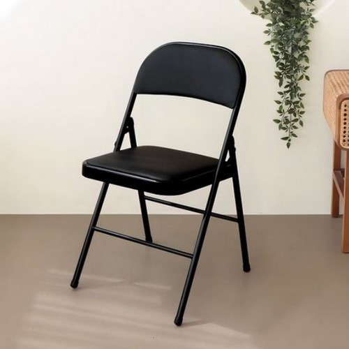 코멧 가죽 쿠션 접이식 의자 (2개)_이미지