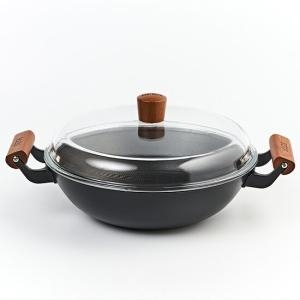 베카 시즈닝 무쇠 양수 궁중팬 (28cm+유리뚜껑)_이미지