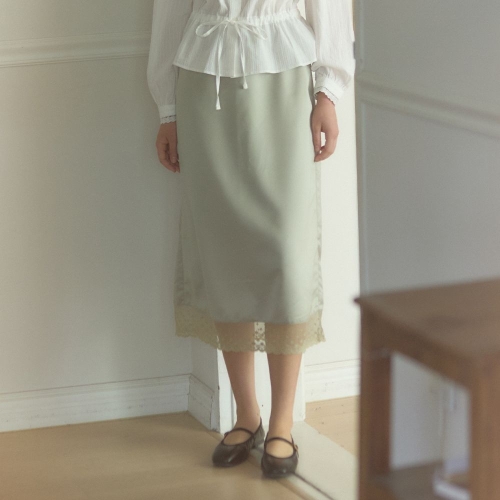사틴 아워호프 Lace String Skirt Olive H25FA-SK01-OLI_이미지