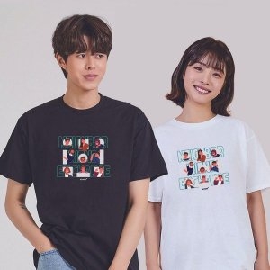 키밍 이웃 친구 교류 면반팔티 여름반팔코디 W69BC86_이미지