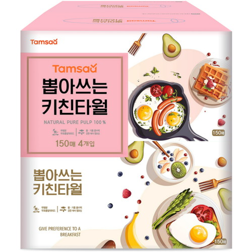 탐사 뽑아쓰는 키친타월 150매 (4입)