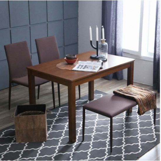 베스트리빙 캘빈 젠 원목 식탁 1150 (의자2개+벤치1개)_이미지