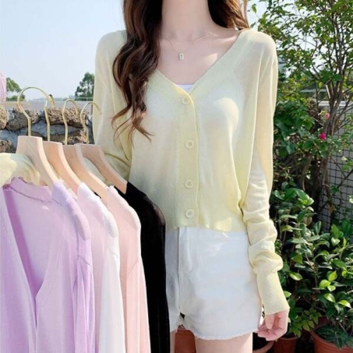샵앤 여성 파스텔톤 5컬러 브이넥 시스루 가디건 WON-WCD-WCA4F6F