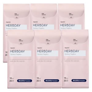 허브데이 시그니처 쿨링생리대 팬티라이너 20개 (6팩(120개))