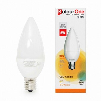 우리조명 장수램프 <b>LED</b> E17 불투명 촛대구 <b>전구</b>색 5W