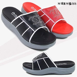 뮤즈몰 아테네 4cm통굽 여성 쿠션슬리퍼 사무실 실내 뮬 여름