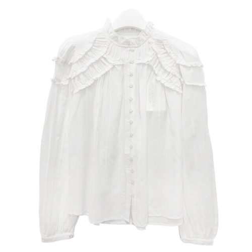 이자벨마랑 ISABEL MARANT 명품 에뚜왈 CHRISTA 크리스타 코튼 주름 블라우스 화이트 HT0681_이미지