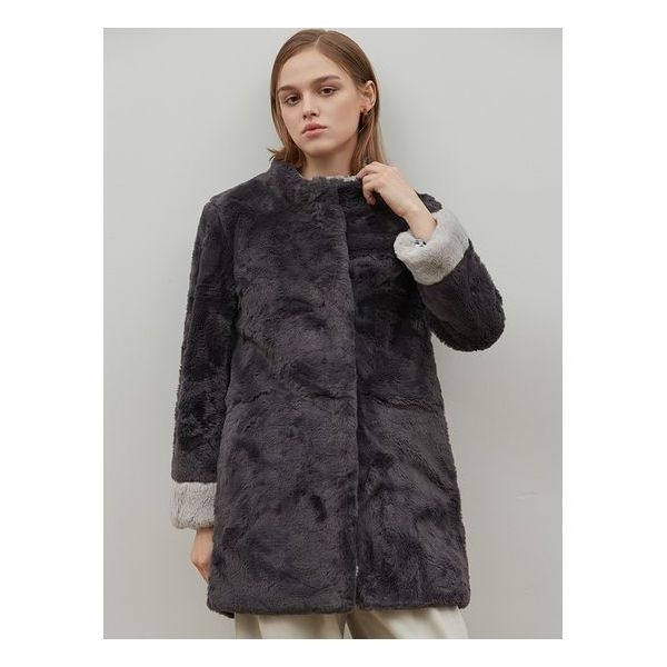 르오트 품격있는 실용주의 FAUX퍼 배색 코트 1131488