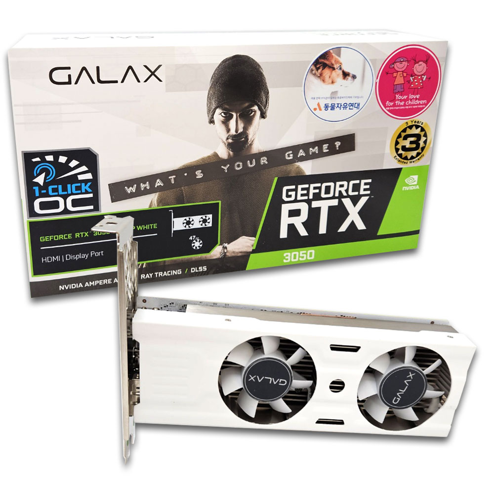 갤럭시 GALAX 지포스 RTX 3050 WHITE D6 6GB LP_이미지