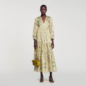  산드로 SANDRO Robe ECRU / VERT Vert_SFPRO03701