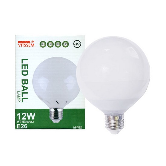 비스코 LED 빛샘 숏타입 볼전구 전구색 12W (3개)_이미지