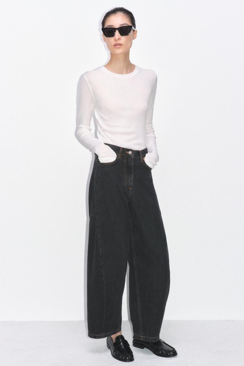 JEANS 청바지 ZW COLLECTION ANKLE BALLOON 미드라이즈 블랙912268