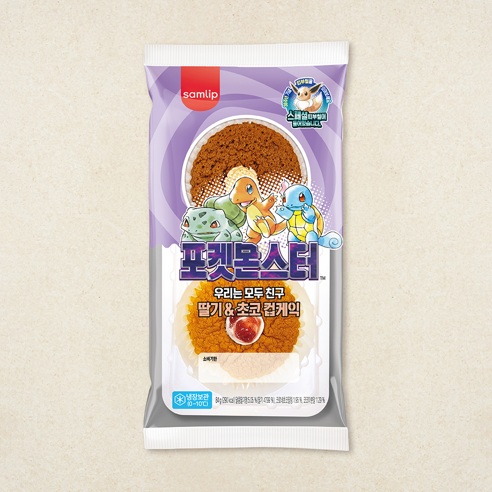 포켓몬 30주년 기념빵 우리는 모두 친구 딸기 초코 컵케익 84g