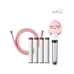 디클린 카카오 샤워헤드 어피치 +리필필터+샤워호스 핑크 SET