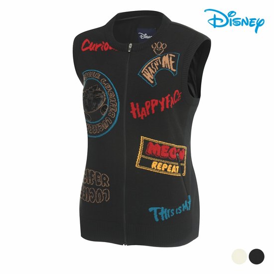 디즈니골프 라운드넥 아트웍 포인트 집업 니트 조끼 베스트 DP3LKV006_이미지