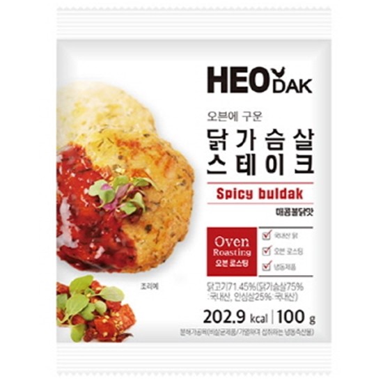 허닭 오븐에 구운 닭가슴살 스테이크 매콤불닭맛 100g (10개)