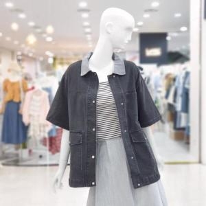 Ab.f.z 뉴코아_ abfz sh06 포인트 카라 박시 반팔데님자켓 SLBQZ3J03