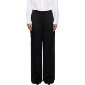 사틴 로헤 블랙 릴랙스 드로우스트링 슬랙스 252144F087016