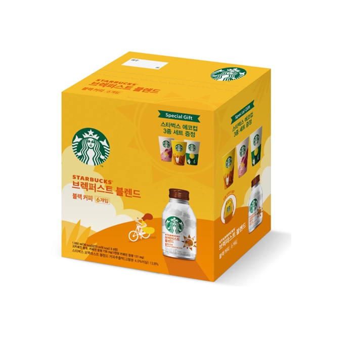 스타벅스 브렉퍼스트 블렌드 블랙커피 275ml x 6개+에코컵&파우치 (1개)