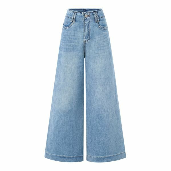 여성 데일리 데님 워싱 와이드 롱 팬츠 NQ2TA015L0