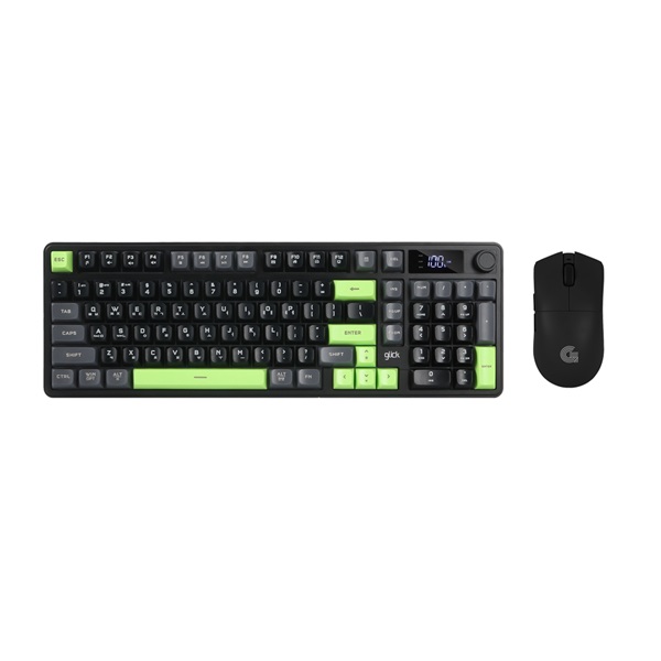 지클릭커 OFFICEPRO WMK990 사일런스 M LCD 98 무선 키보드 마우스 세트 [Poker Green]