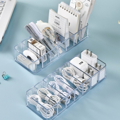 아크릴 케이블 선 정리함 케이스 투명 칸막이 케이블선 USB 충전기 소품 화장품 멀티 보관 정리대 보관함