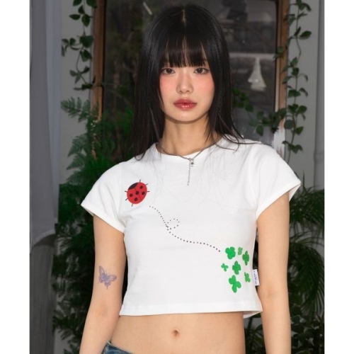 엑스톤즈 XTONZ WOMAN WXT016 무당벌레 반팔티셔츠 WHITE