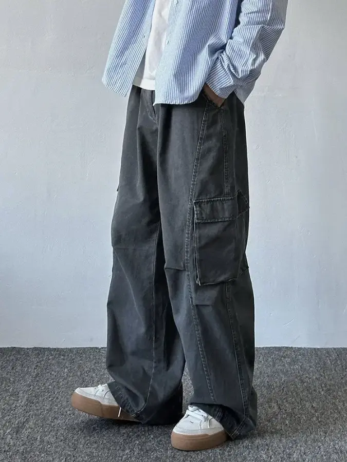 남성 그레이 워싱 바지 봄가을 일자 통 가을 C06Z3A 원픽2_이미지