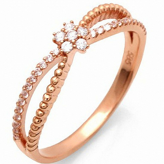 루루골드 14K 아리시아 크로스 큐엠보 반지 R08-95_이미지