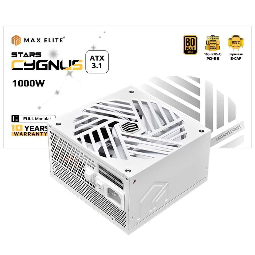 맥스엘리트 STARS CYGNUS 1000W 80PLUS골드 풀모듈러 ATX3.1 화이트_이미지
