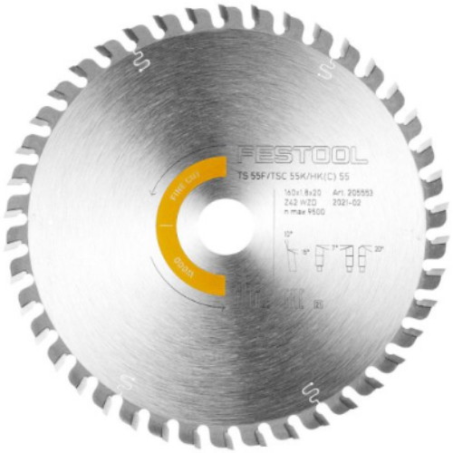 페스툴 목재용 원형톱날 HW 160x1.8x20 WD42 205553