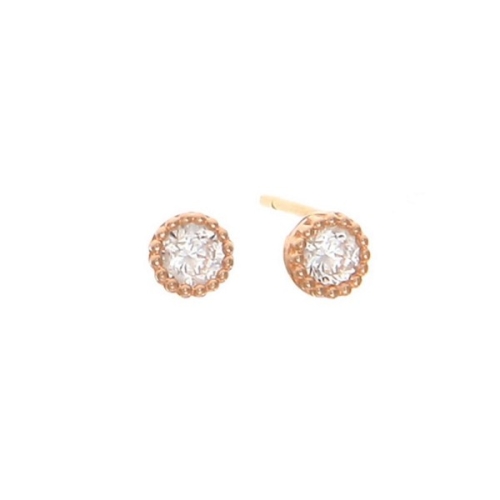 로렛 라운드스톤 4mm 14k 귀걸이 LPFL1K04G