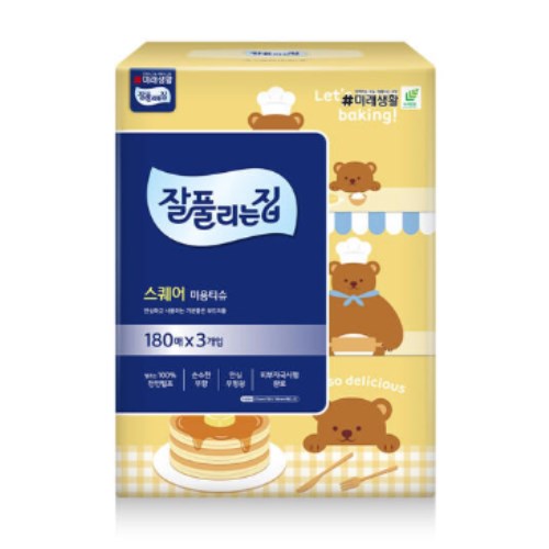 잘풀리는집 스퀘어 미용티슈 180매 (3입) (2팩(6입))_이미지