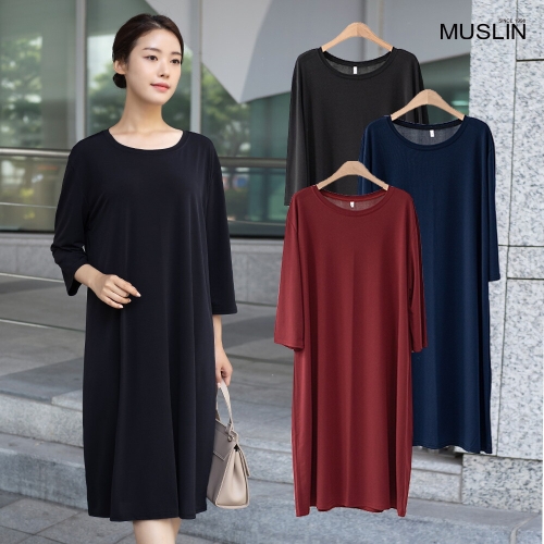 엄마옷 무지긴팔원피스 OP515195 중년여성의류/50대/60대/마담/빅사이즈/할머니옷/40대/여성옷/미시옷/선물