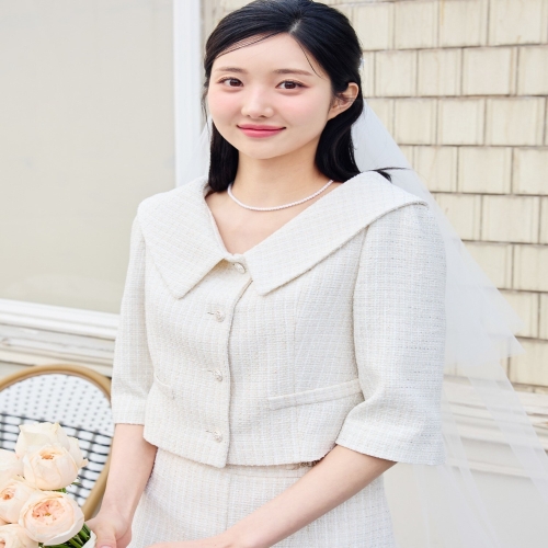 JJ지고트 와이드 카라 트위드 크롭 자켓 GR4A0JK301_이미지