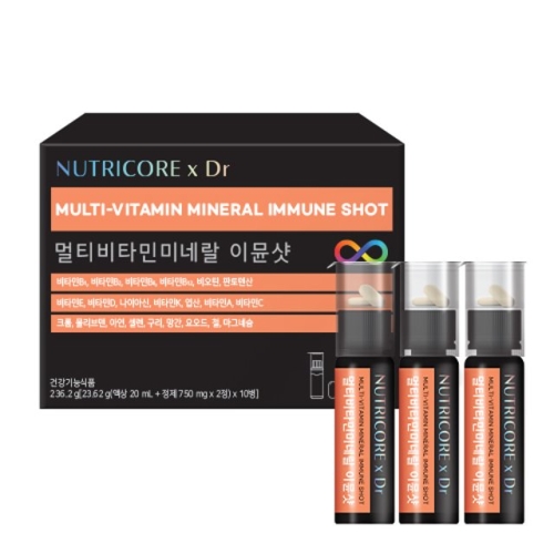 뉴트리코어 멀티비타민미네랄 이뮨샷 23.62g 10병이미지입니다. 누르면 해당 게시물로 새창이동합니다.