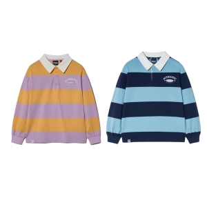 휠라키즈 스트라이프 럭비 티셔츠 FK2RLH1103X INA SY