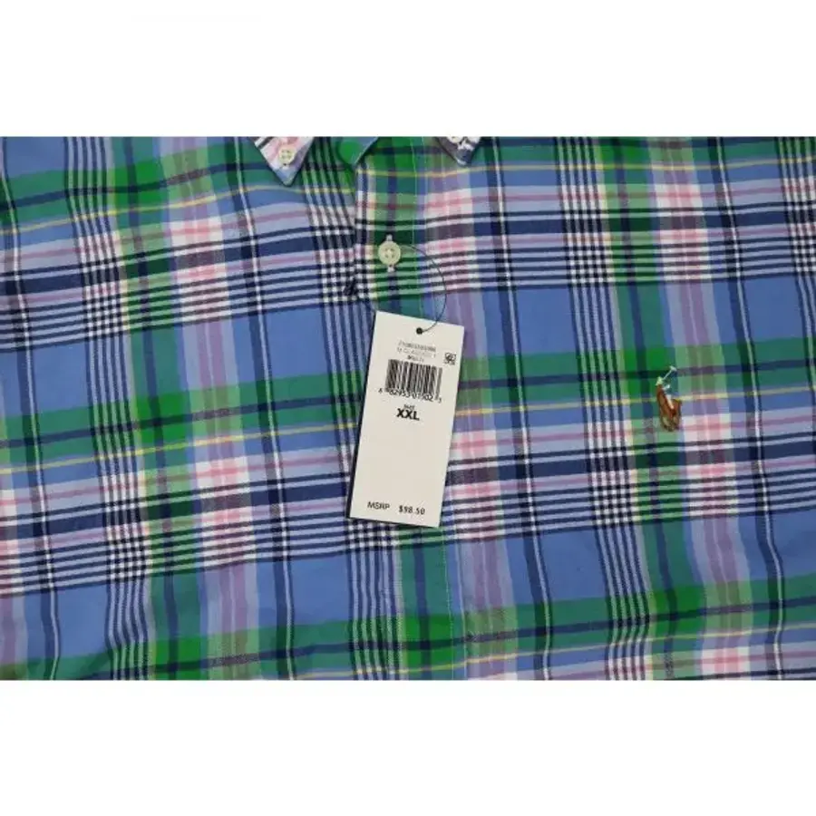 랄프로렌 폴로 남성 클래식핏 태터솔 옥스포드 버튼 체크 셔츠 2XL 롱 5581940