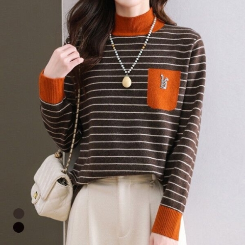 화세 컬러배색비즈라인니트_HB5WKN012C_이미지